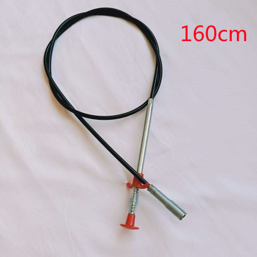 Eco-Friendly Drain Clog Remover Tool - Metal Shaft, Red Handle, 60cm