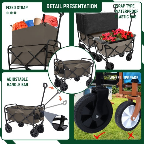 Collapsible Utility Wagon - Durable Folding Cart for Easy Storage