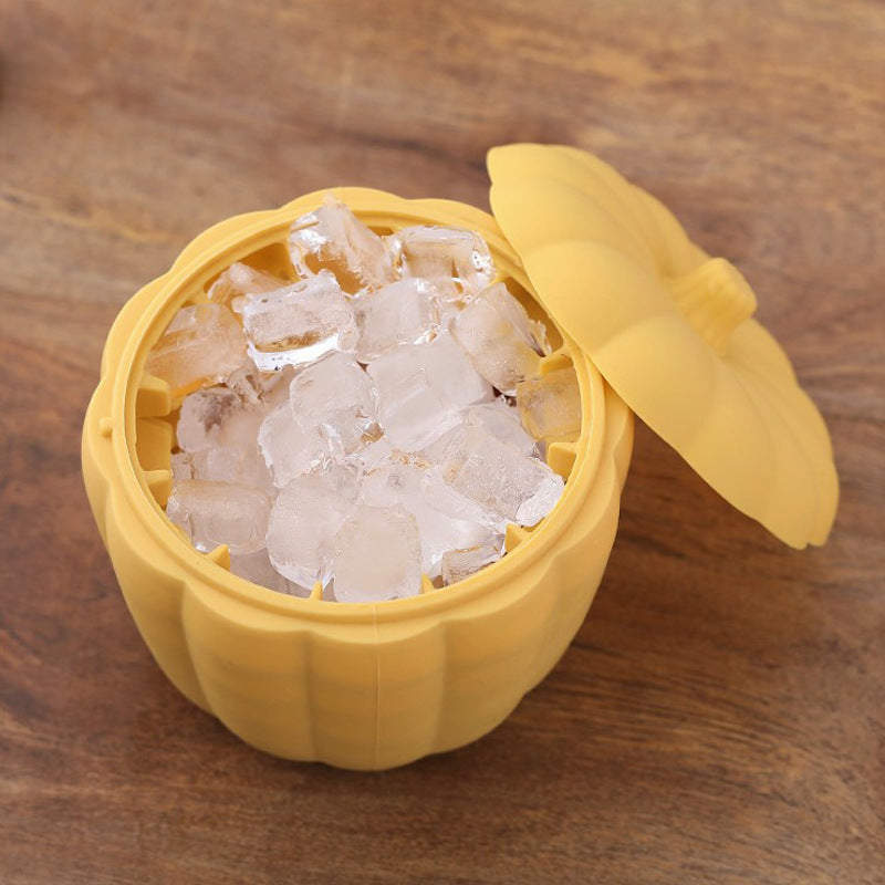 Pumpkin-Shaped Yellow Silicone Ice Bucket - Eco-Friendly & Reusable