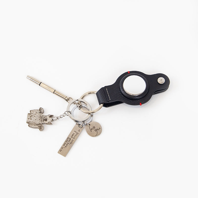 Durable Black AirTag Keychain Holder for Secure Tracking