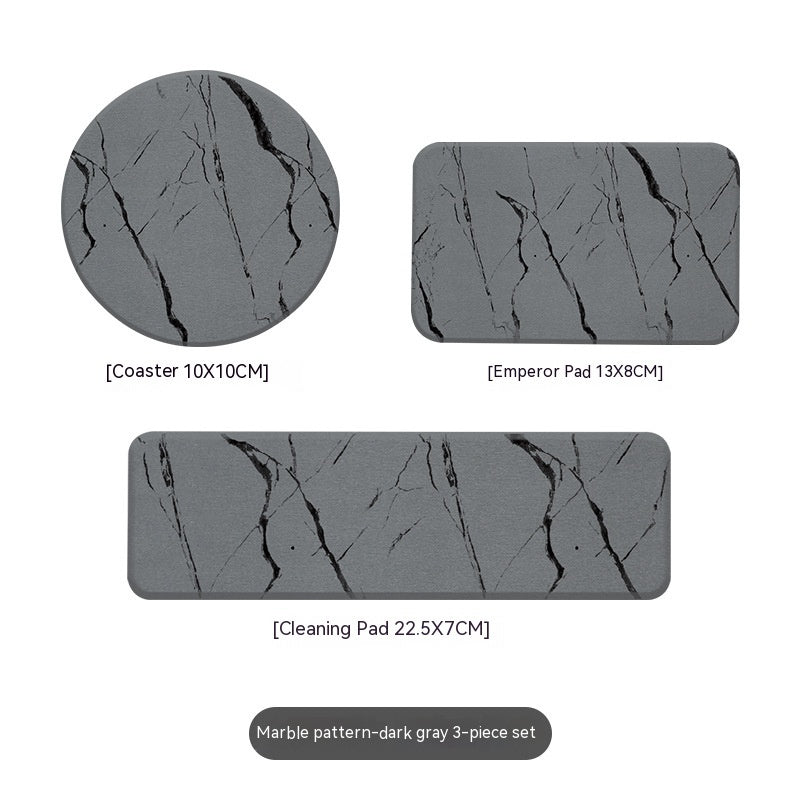 Sustainable Dark Gray Bathroom Accessory Set with Black Marble Pattern