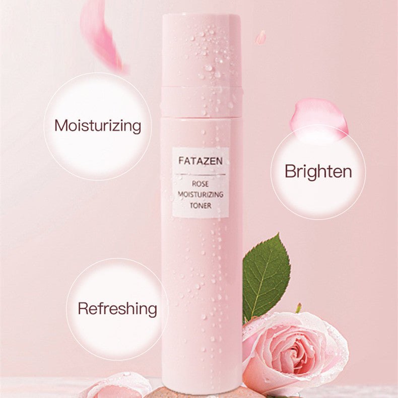 Rose Moisturizing Toner in a Pink Cylindrical Bottle