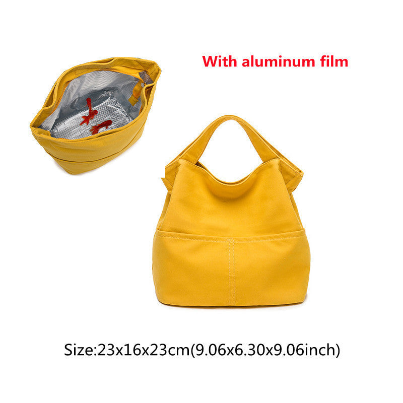 Eco-Friendly Insulated Reusable Lunch Bag - Yellow Rectangular Fabric