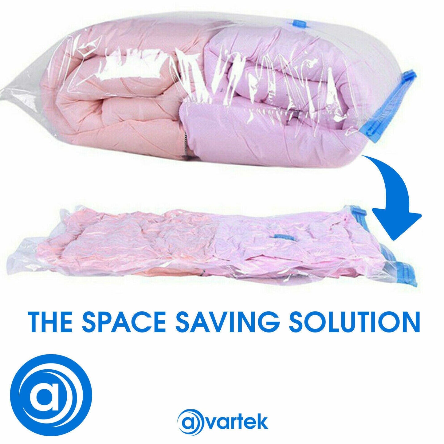 Space-Saving Vacuum Storage Bags - Pack of 6, 100x80 cm, Transparent with Blue Accents