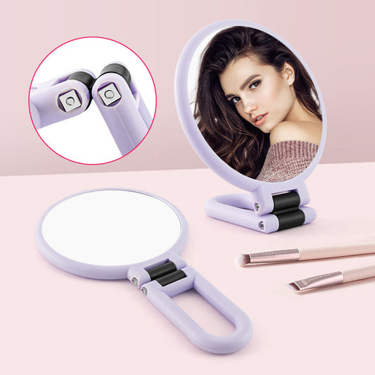 Light Purple Folding Makeup Mirror with Rectangular Handle
