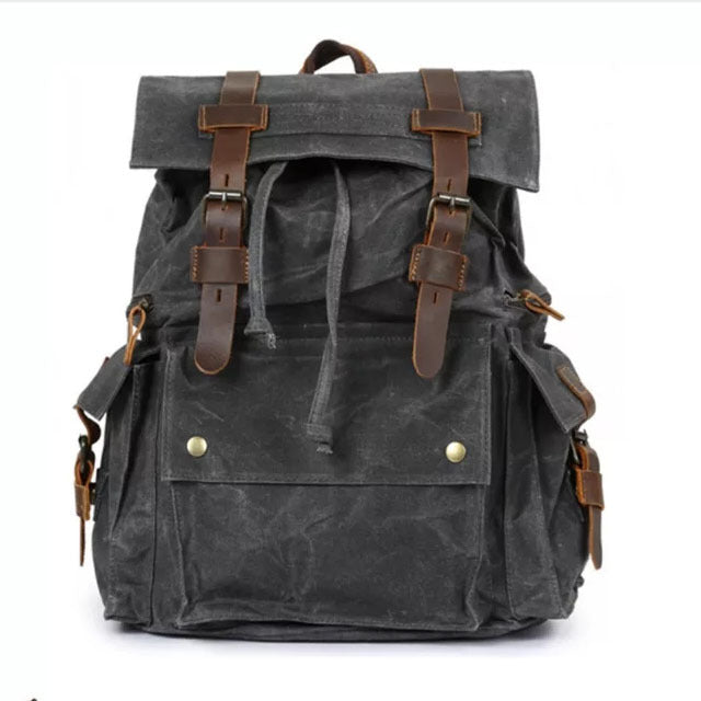 Eco-Friendly Canvas Backpack with Leather Straps