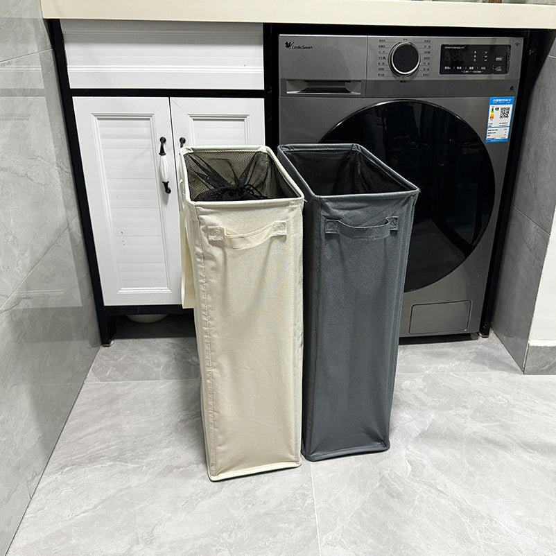 Eco-Friendly Rectangular Laundry Hamper - Beige Canvas for Small Spaces