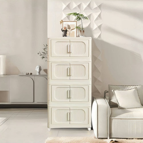Stackable Beige Storage Cabinet for Space-Saving Organization