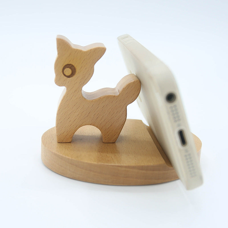 Dinosaur-Shaped Eco-Friendly Wooden Phone Stand