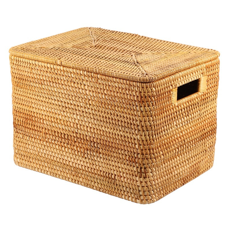 Natural Woven Storage Basket with Lid - Eco-Friendly, Plastic-Free, Versatile