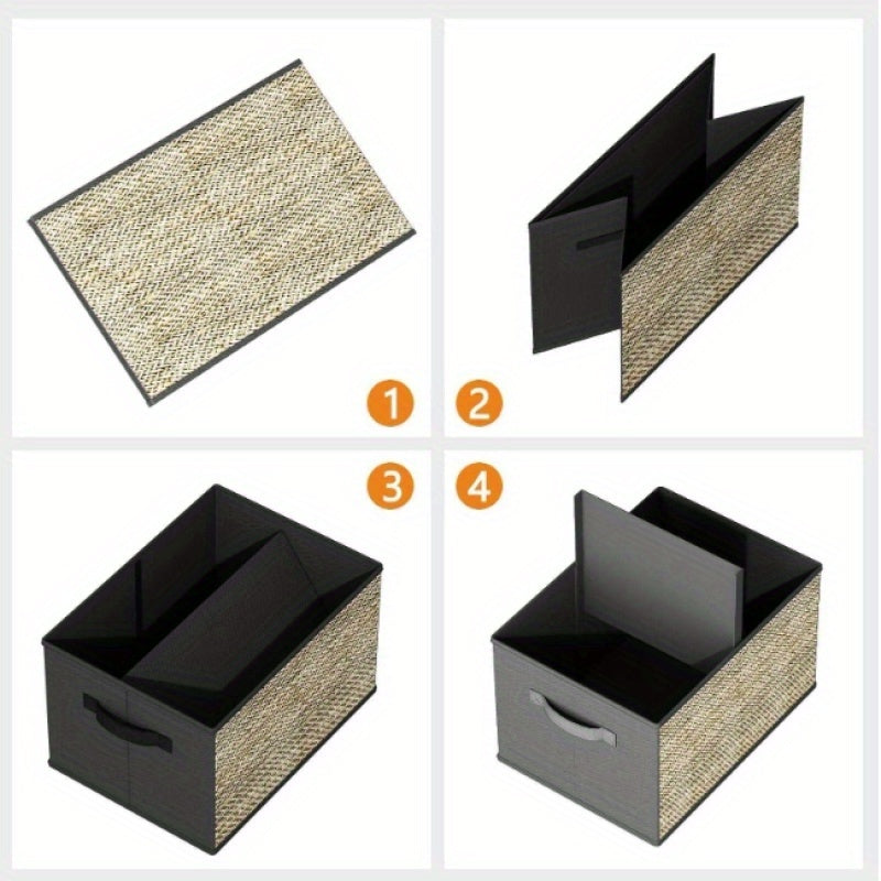 Eco-Friendly Black Storage Organizer with Natural Fiber Panels