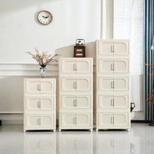 Stackable Beige Storage Cabinet for Space-Saving Organization