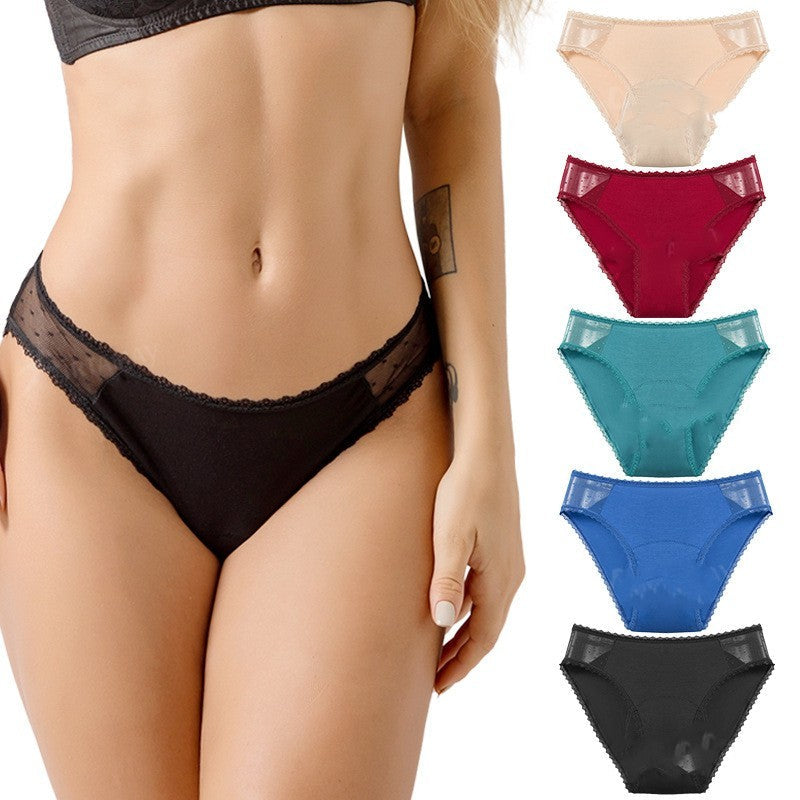 Eco-Friendly Women's Cotton Briefs in Navy Blue, Pink, Light Green, and Coral Pink