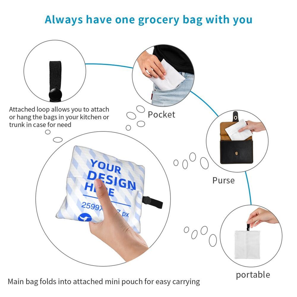 Eco-Friendly Reusable Shopping Tote Bag - White with Blue Stripes