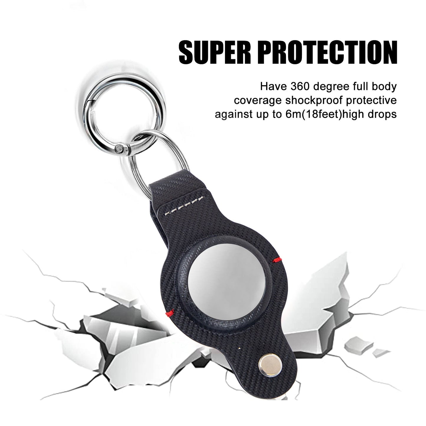 Durable Black AirTag Keychain Holder for Secure Tracking