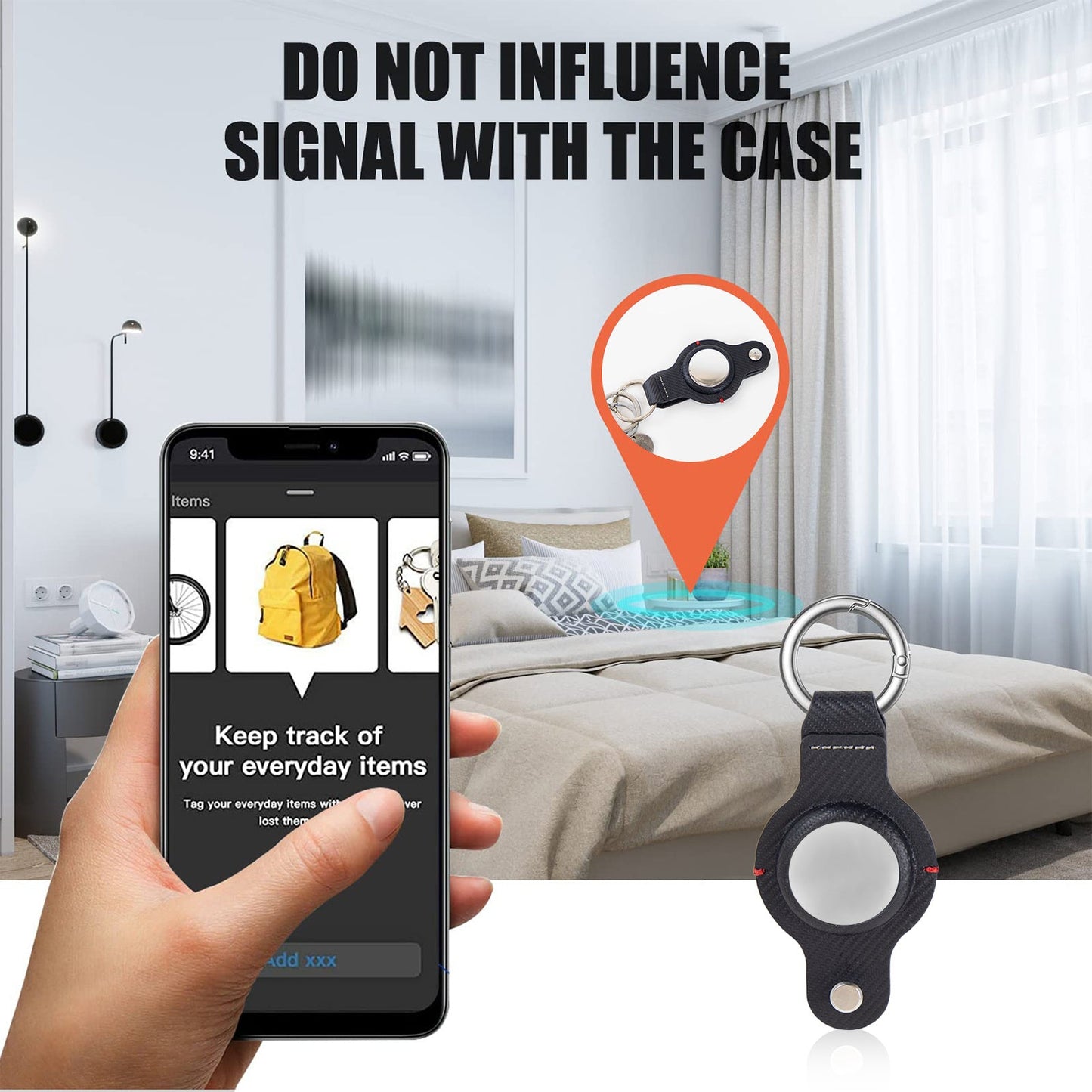 Durable Black AirTag Keychain Holder for Secure Tracking