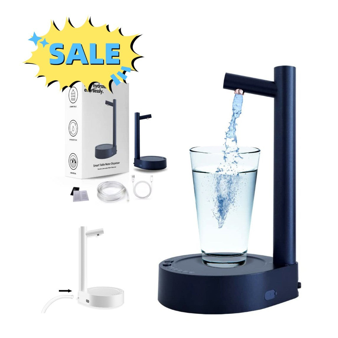 Eco-Friendly Countertop Water Dispenser - Black Cylindrical Design