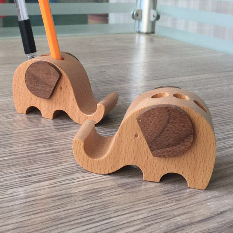Dinosaur-Shaped Eco-Friendly Wooden Phone Stand