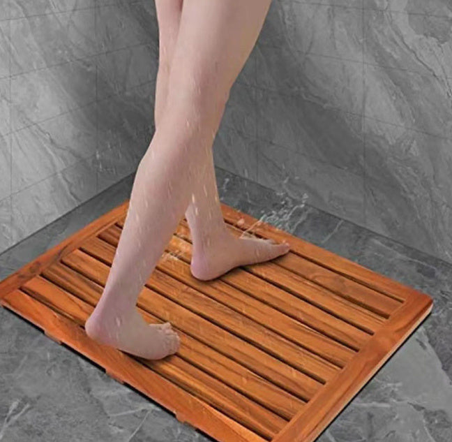 Eco-Friendly Wooden Bath Mat - Natural Bamboo or Teak, Water-Resistant, Durable