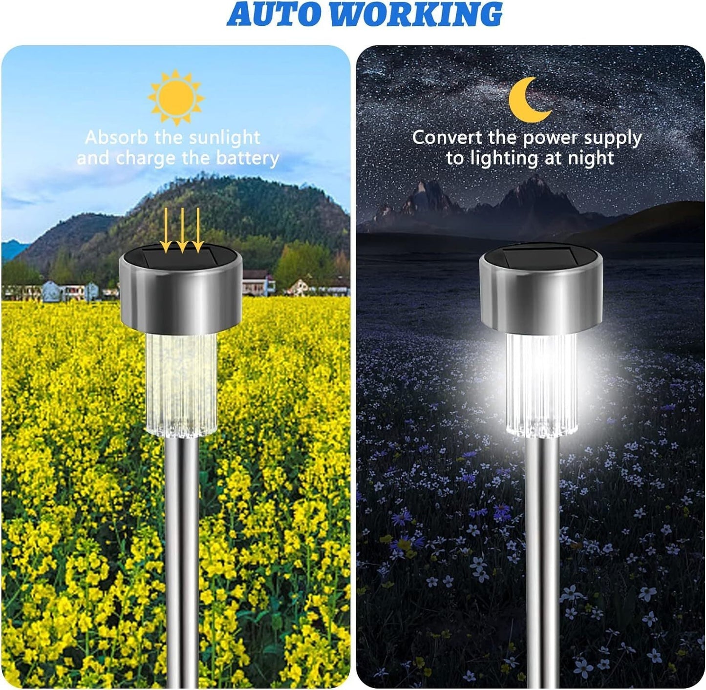 Solar-Powered Stainless Steel Garden Light - Eco-Friendly Outdoor Lighting