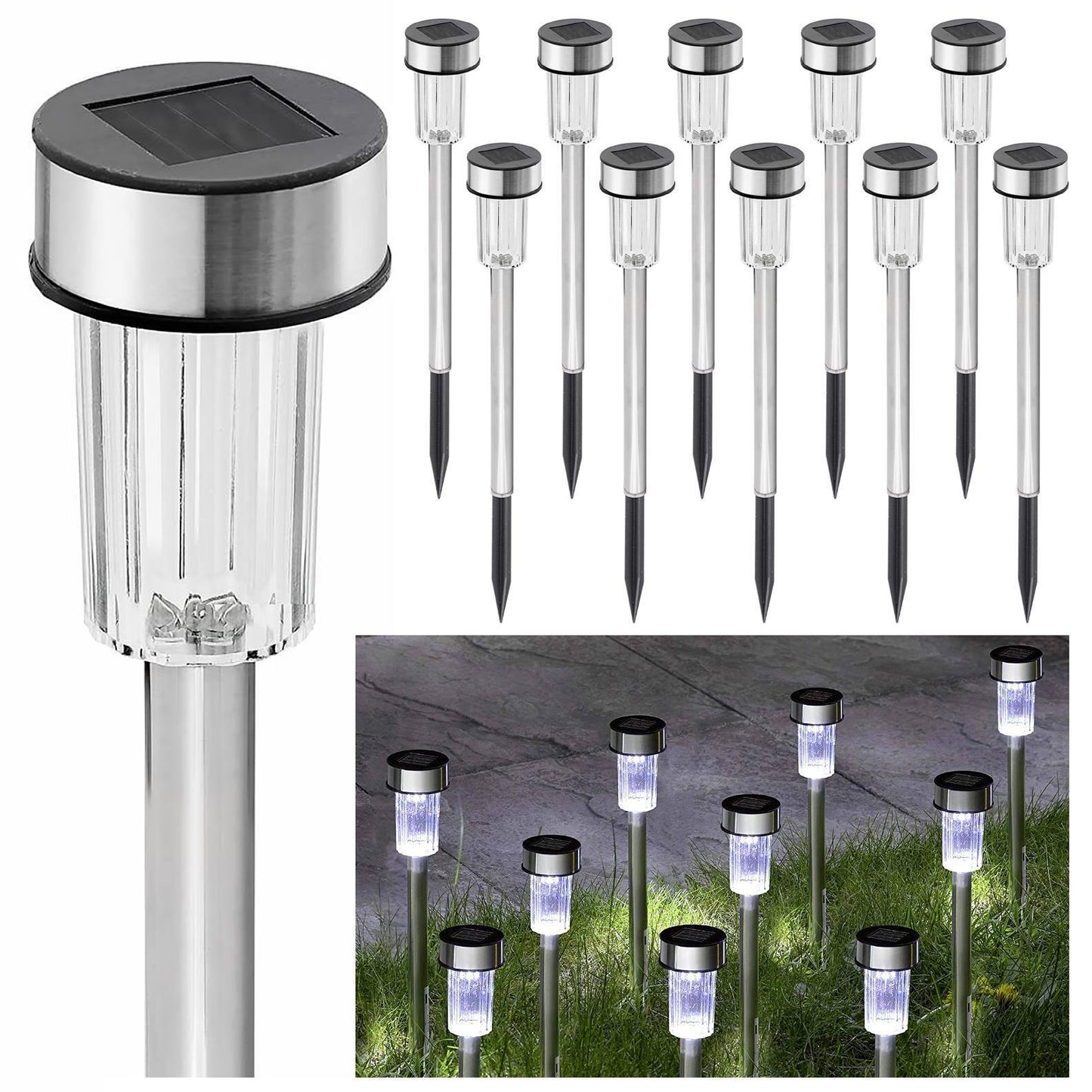 Solar-Powered Stainless Steel Garden Light - Eco-Friendly Outdoor Lighting