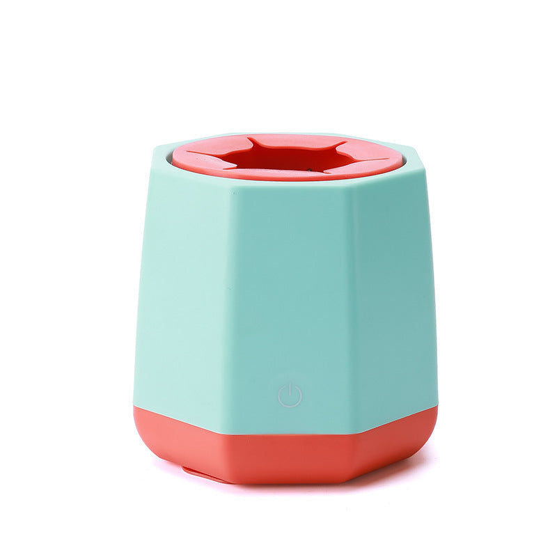 Portable Eco-Friendly Electric Milk Frother - Light Blue with Red Accents