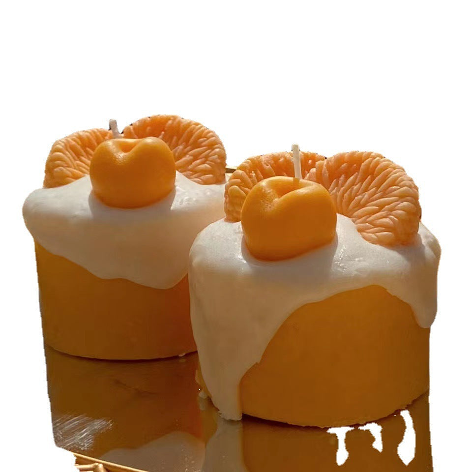 Eco-Friendly Decorative Candle - Orange & White Fruit Design