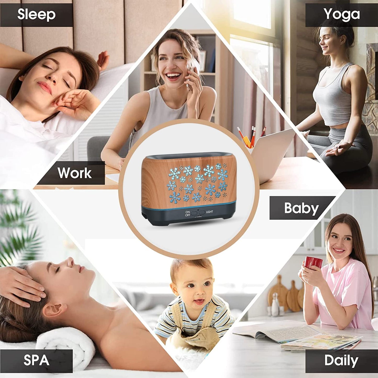 Aromatherapy Essential Oil Diffuser with LED Lights and Remote Control