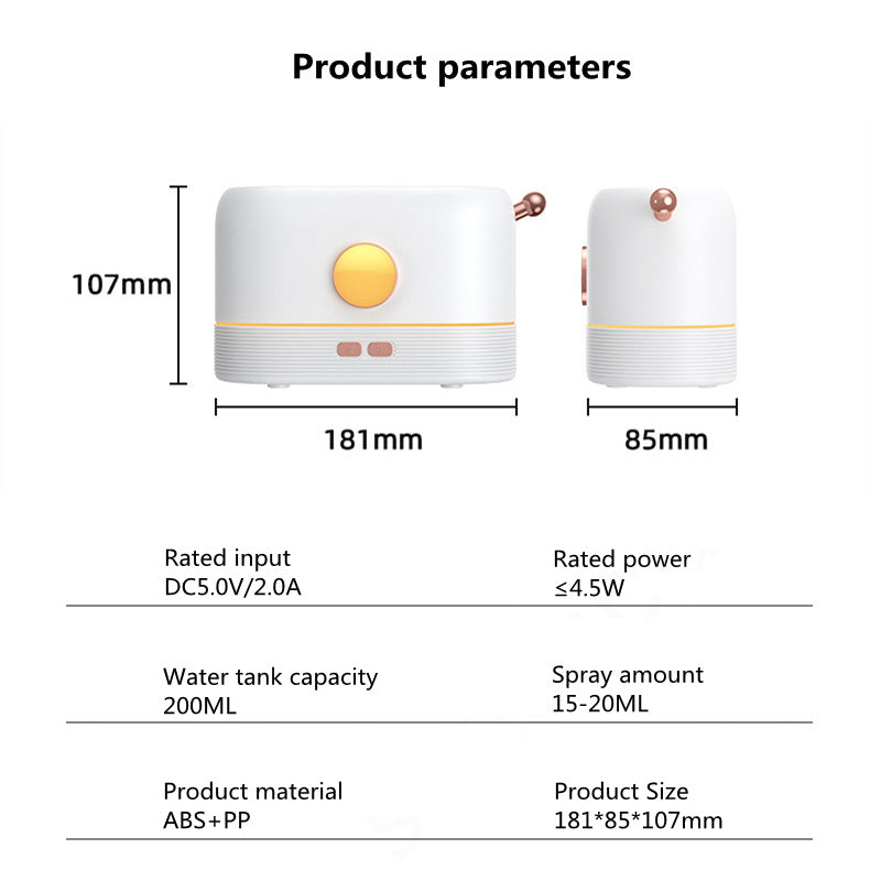 Compact LED Flame Effect Humidifier - Water-Saving & Ambient Light