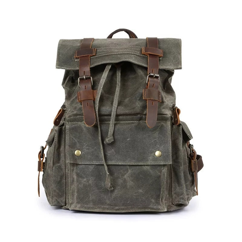 Eco-Friendly Canvas Backpack with Leather Straps