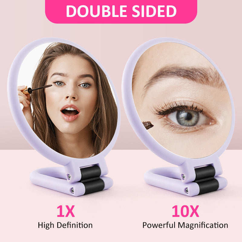 Portable Light Purple Folding Makeup Mirror - Eco-Friendly, Durable, Compact