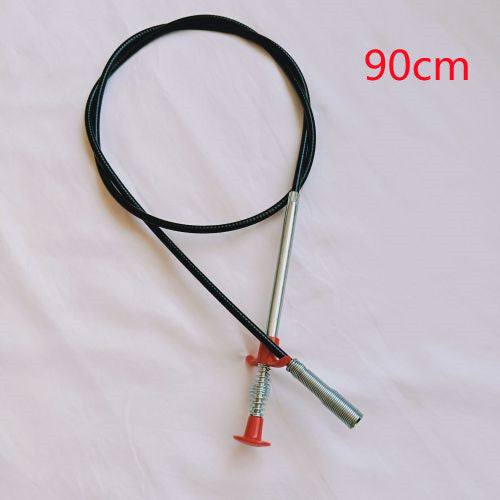 Eco-Friendly Drain Clog Remover Tool - Metal Shaft, Red Handle, 60cm