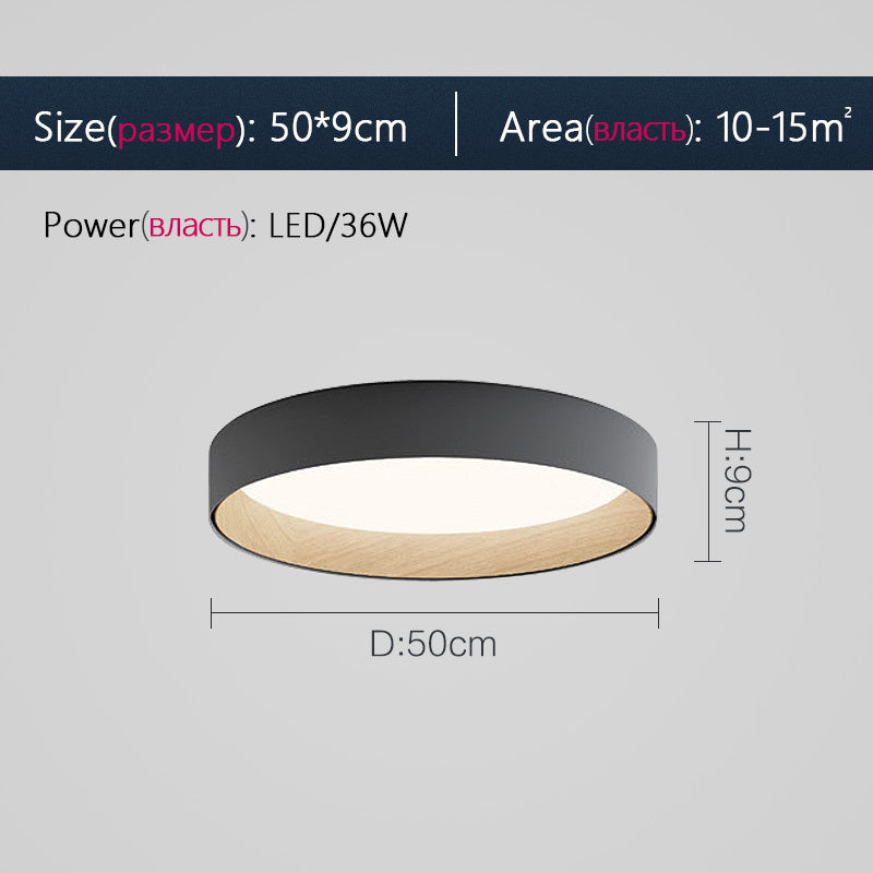 Eco-Friendly Circular Ceiling Light Fixture - Grey & Wood