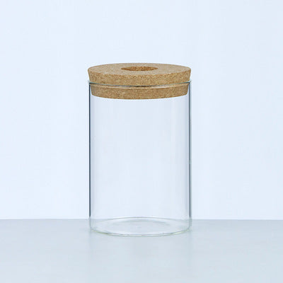 Eco-Friendly Glass Storage Jar with Cork Lid - Sustainable Kitchen & Bathroom Solution
