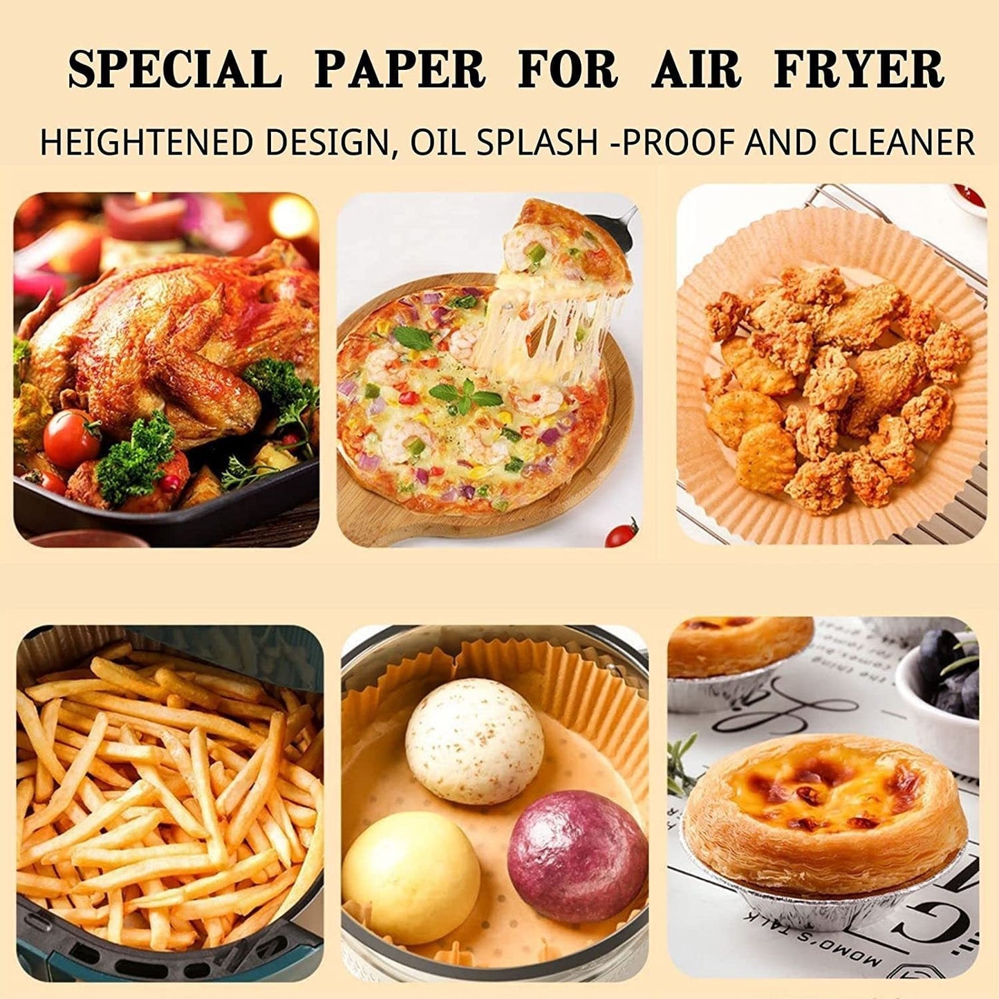 Eco-Friendly Air Fryer Paper Liners - Unbleached, Biodegradable, Round