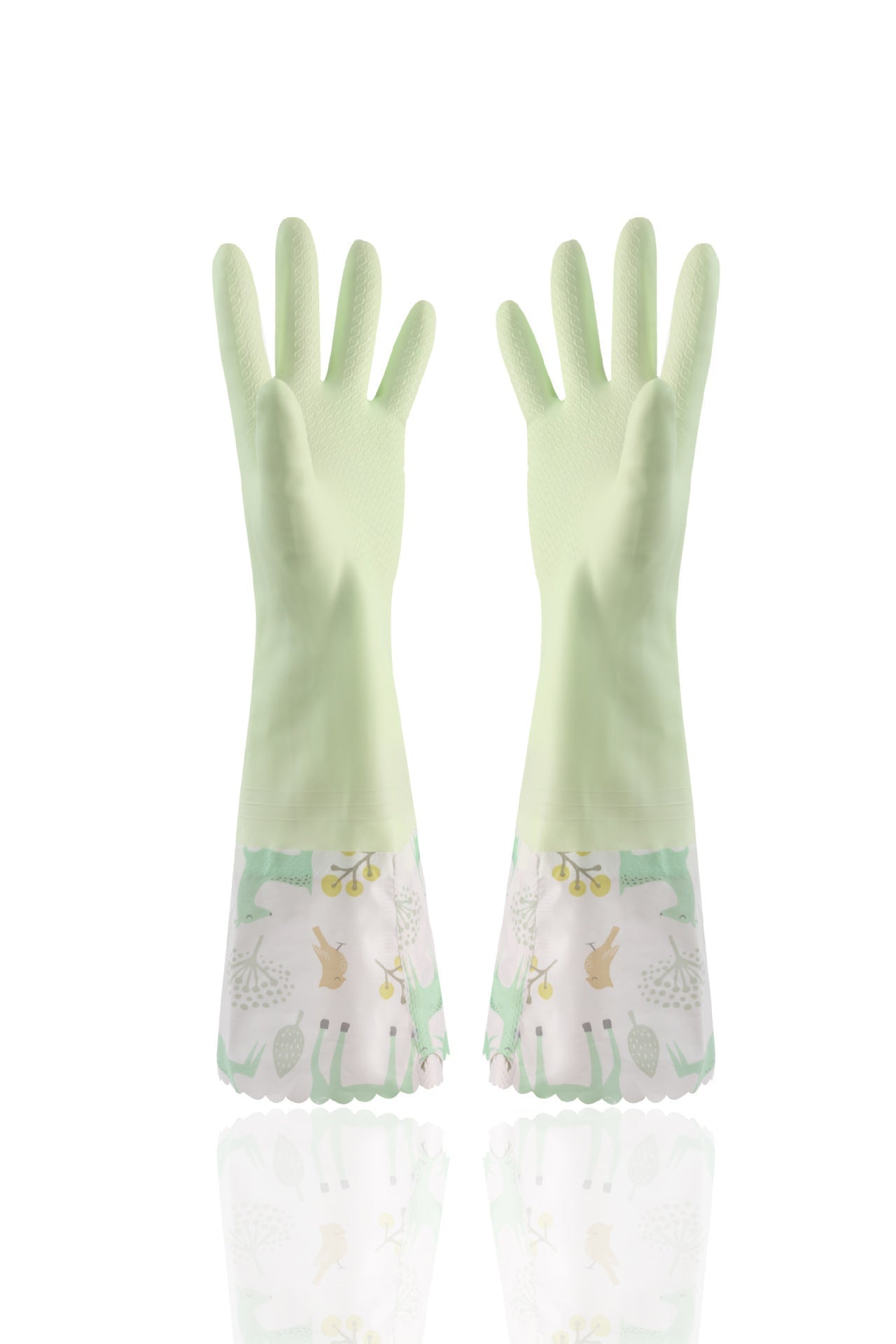 Eco-Friendly Reusable Dishwashing Gloves - Light Green, Durable, Biodegradable