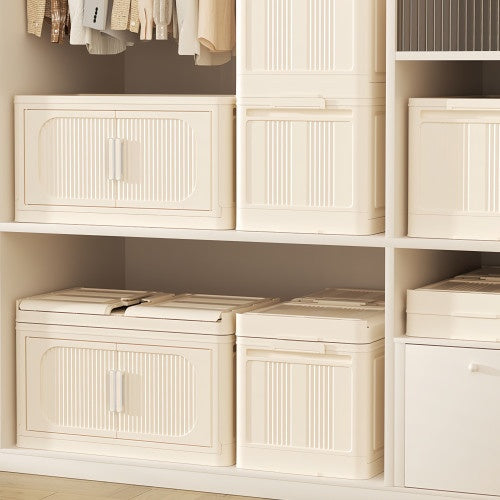 Stackable Beige Storage Cabinet for Space-Saving Organization