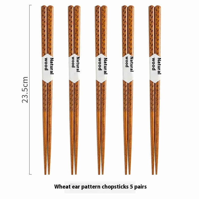 Eco-Friendly Reusable Wooden Chopsticks with Textured Grip