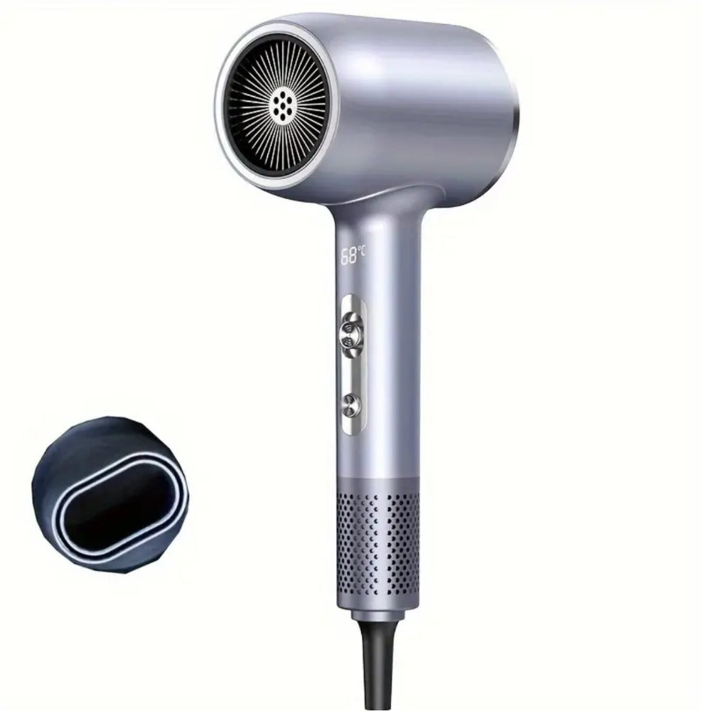 Energy-Efficient Blue Hair Dryer with Digital Display