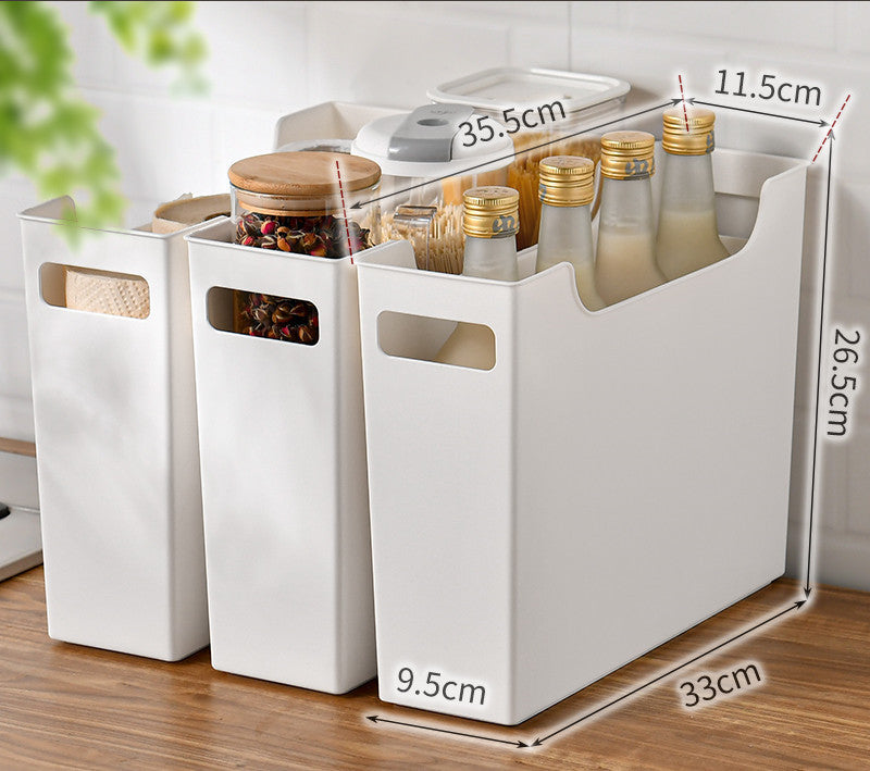 Durable White Rectangular Storage Bins with Handles for Home Organization