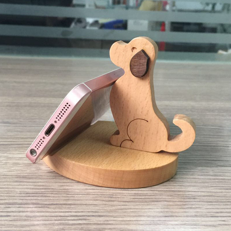 Dinosaur-Shaped Eco-Friendly Wooden Phone Stand