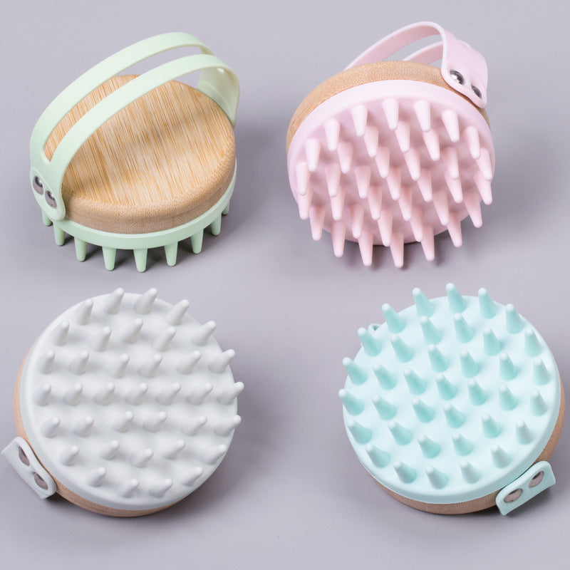 Eco-Friendly Bamboo Scalp Massager Brush in Mint Green