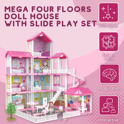 FITTO 11 Rooms dollhouse Playset