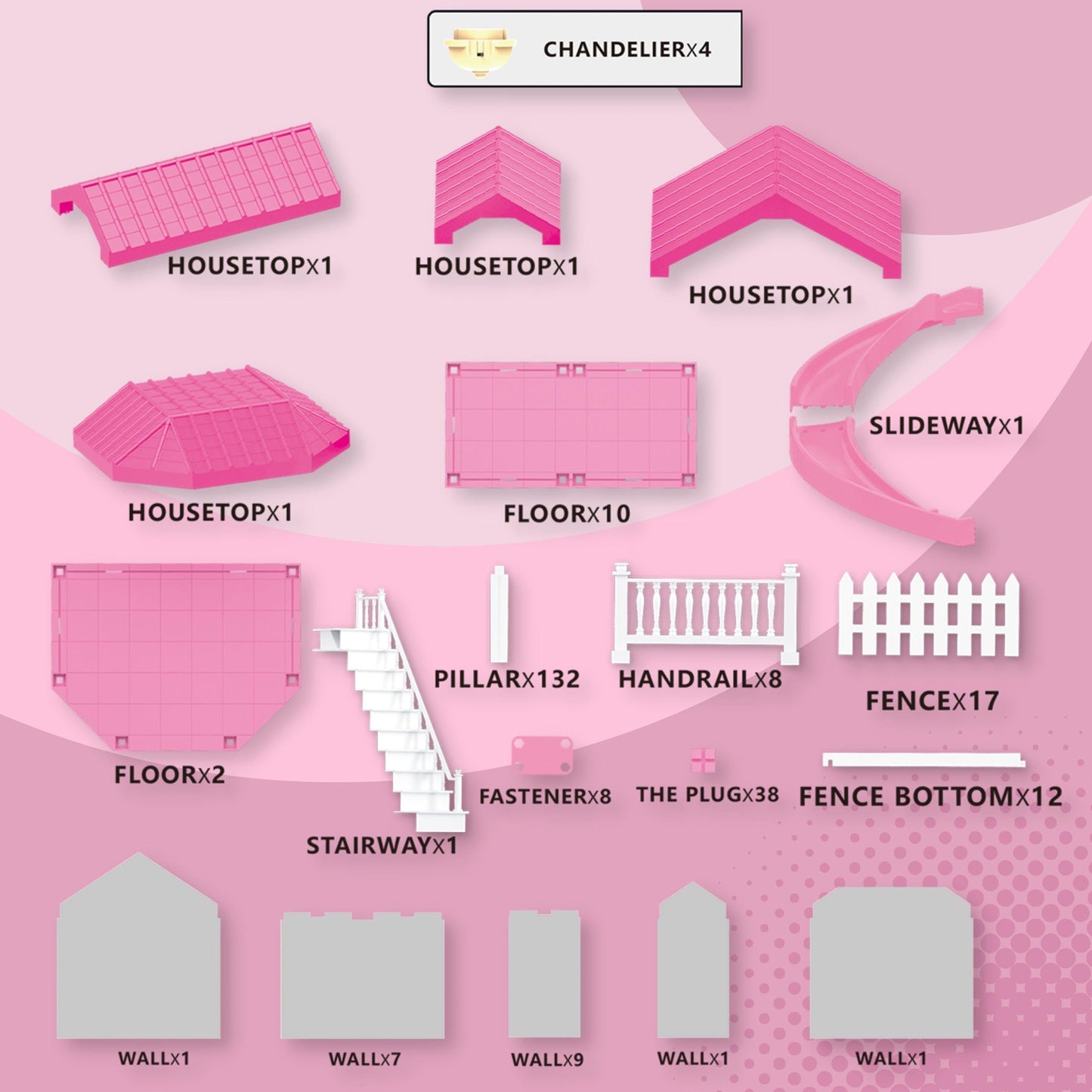 FITTO 11 Rooms dollhouse Playset