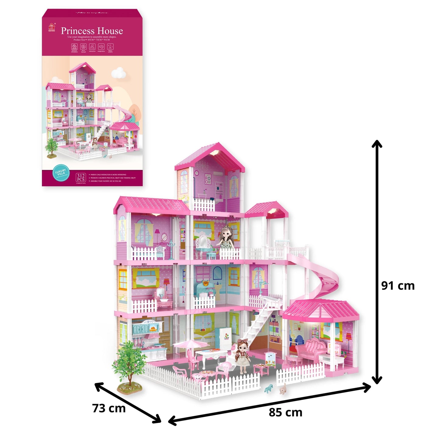 FITTO 11 Rooms dollhouse Playset