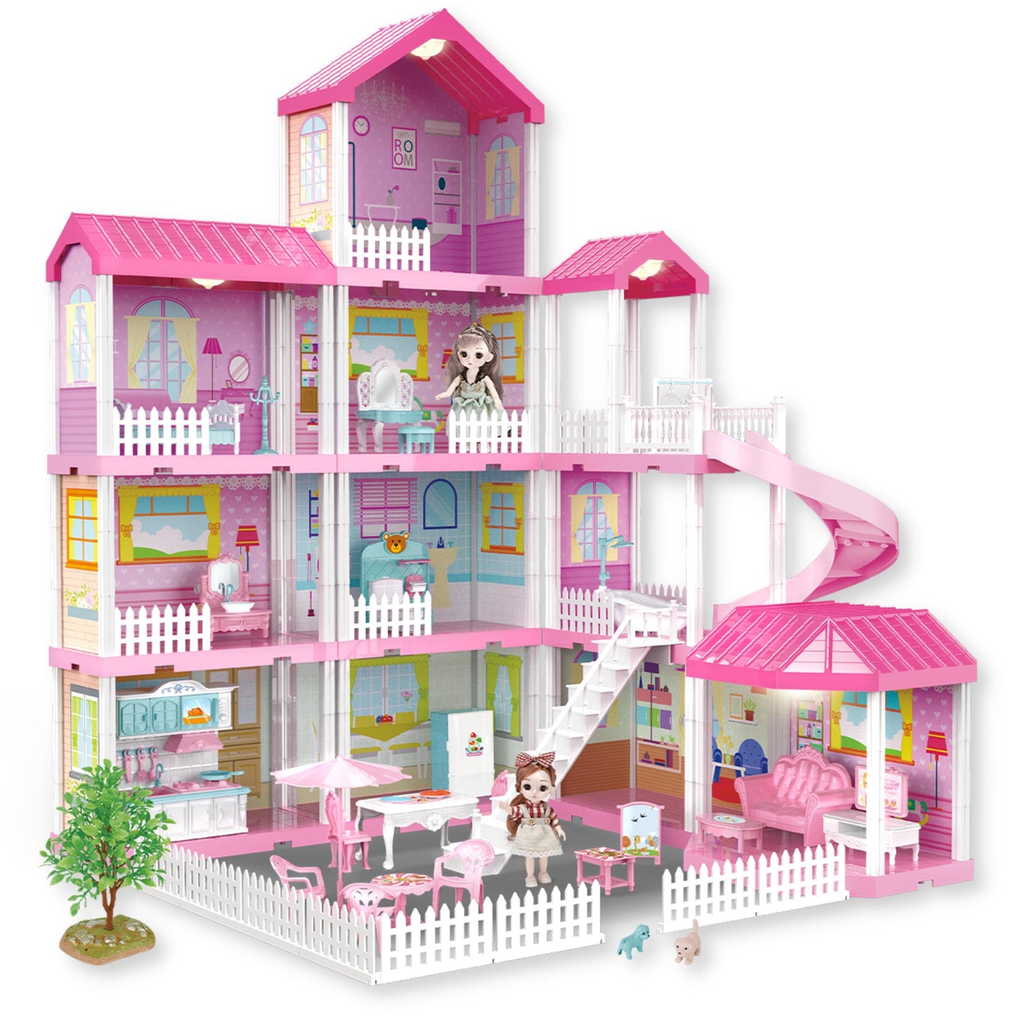 FITTO 11 Rooms dollhouse Playset