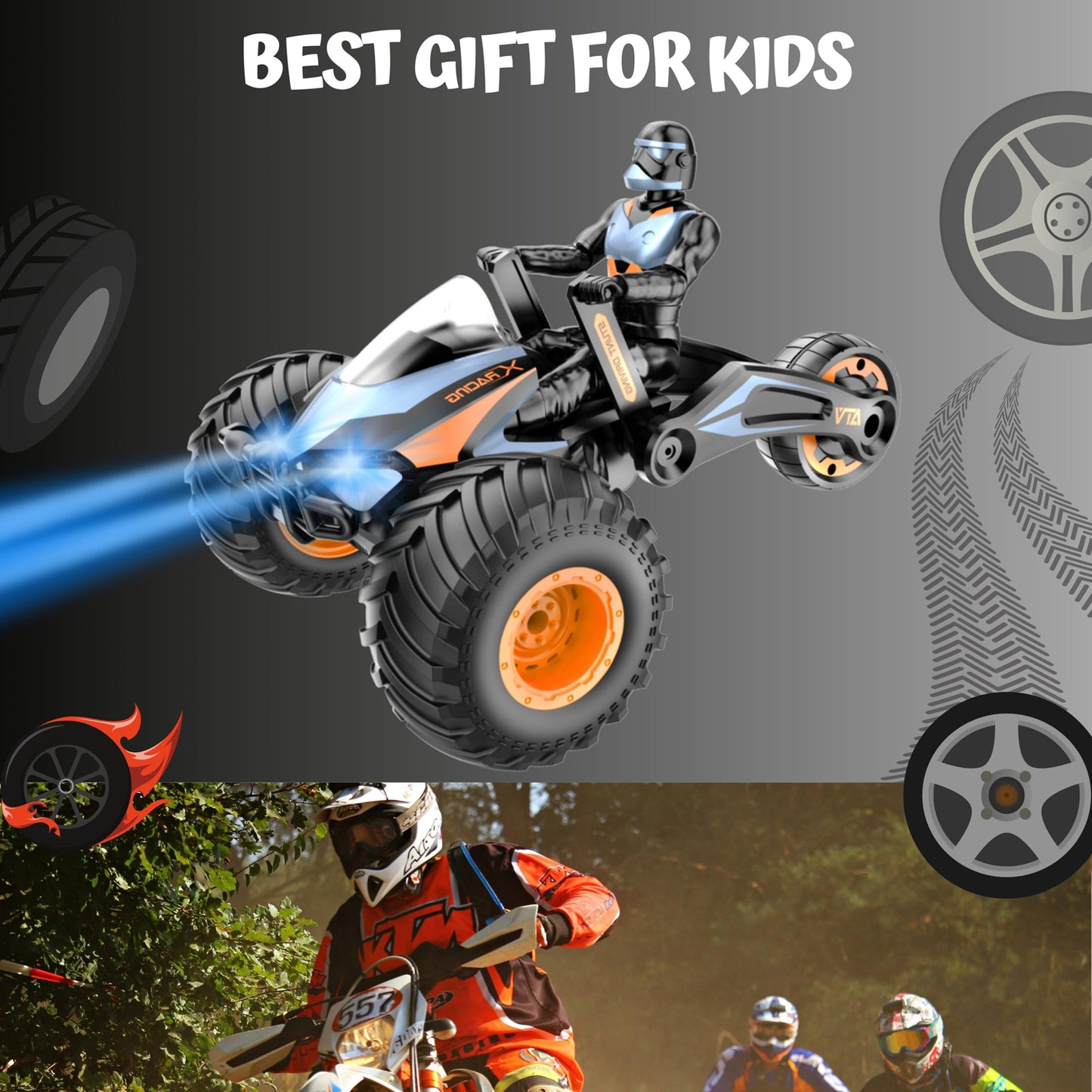 FITTO Stunt RC Tricycle for kids,