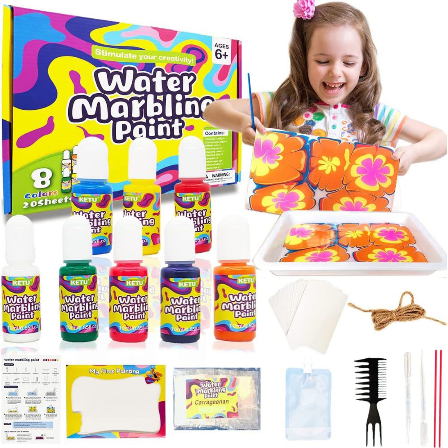 Water Marbling Kit with 8 Christmas