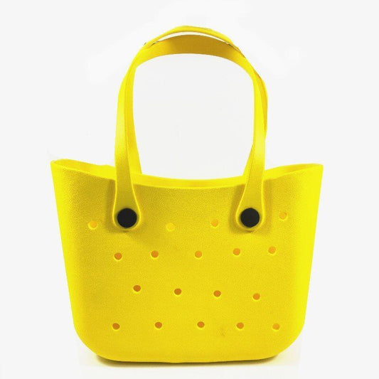 Yellow silicone tote bag with rounded edges