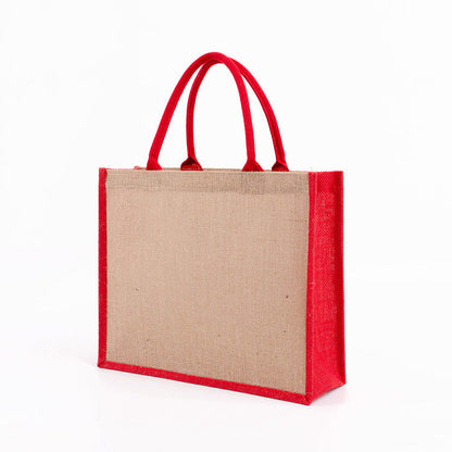 Eco-Friendly Reusable Tote Bag - Natural Beige with Green Trim
